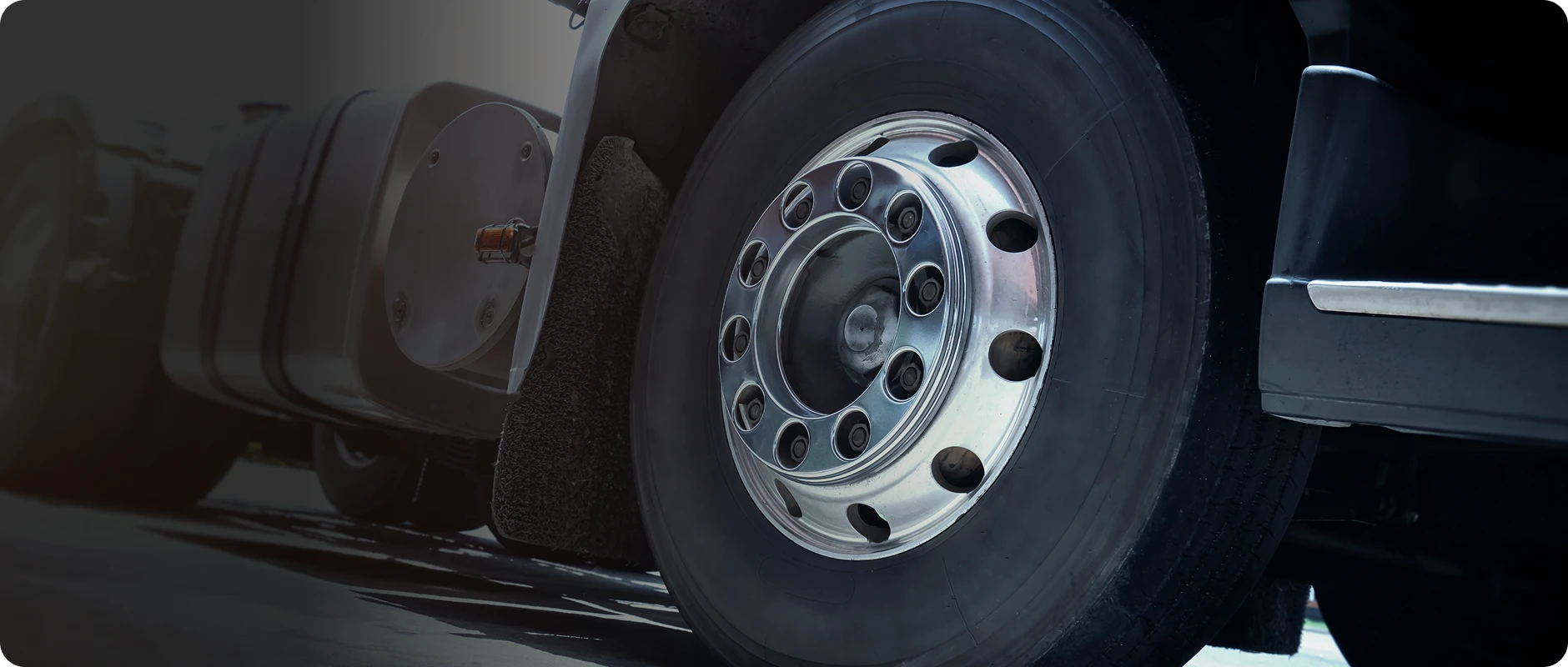Genuine wheel and tyre fitted to a commercial vehicle