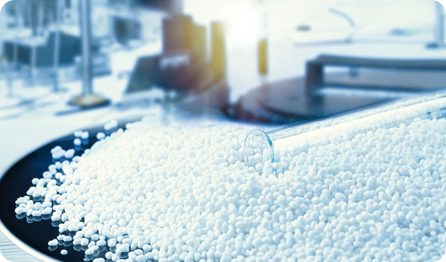 Polymer pellets in a laboratory