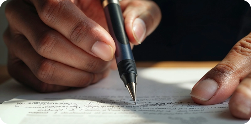 Signing a finance agreement
